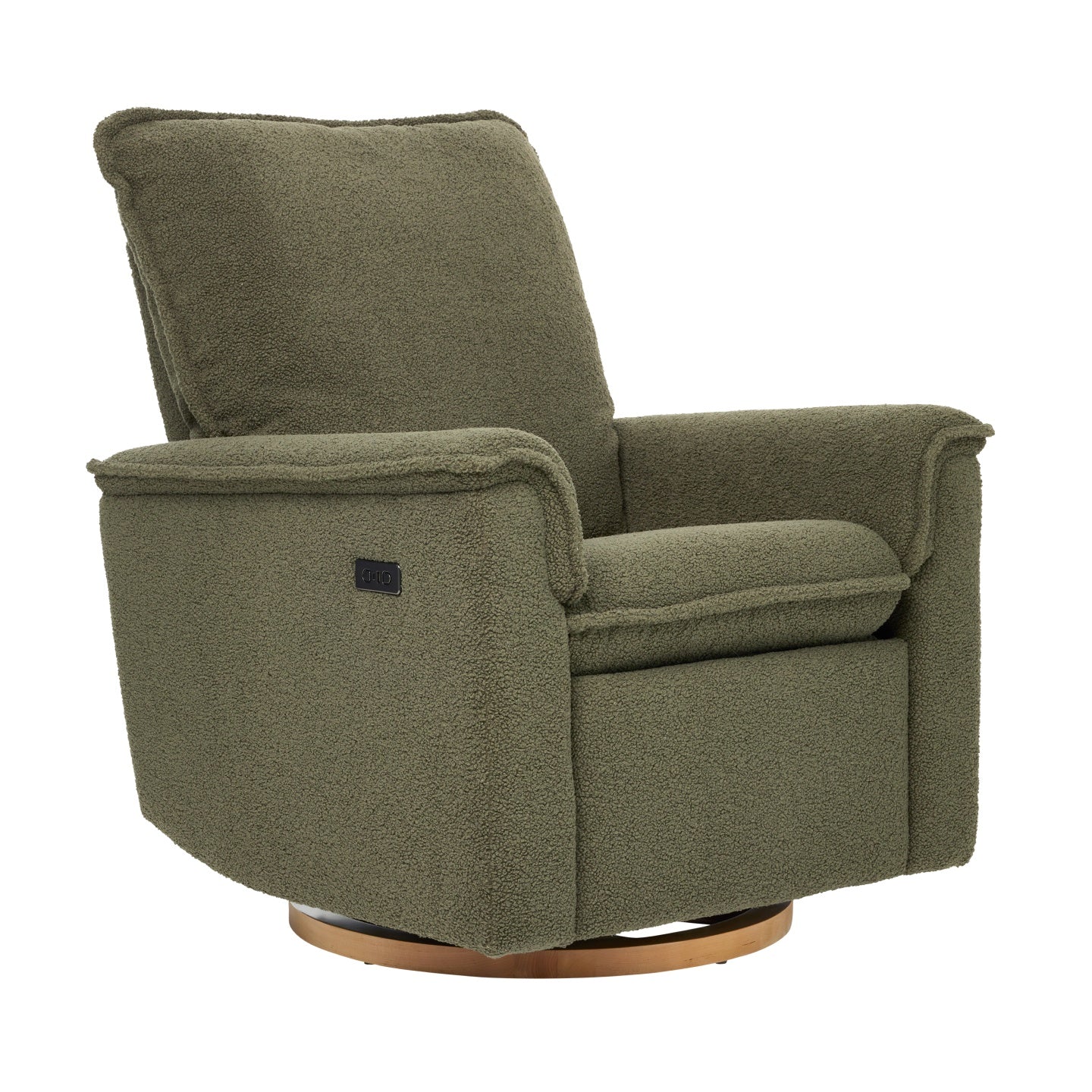 Louie Electric Recliner Glider Nursery Chair in Olive Teddy | IL Tutto
