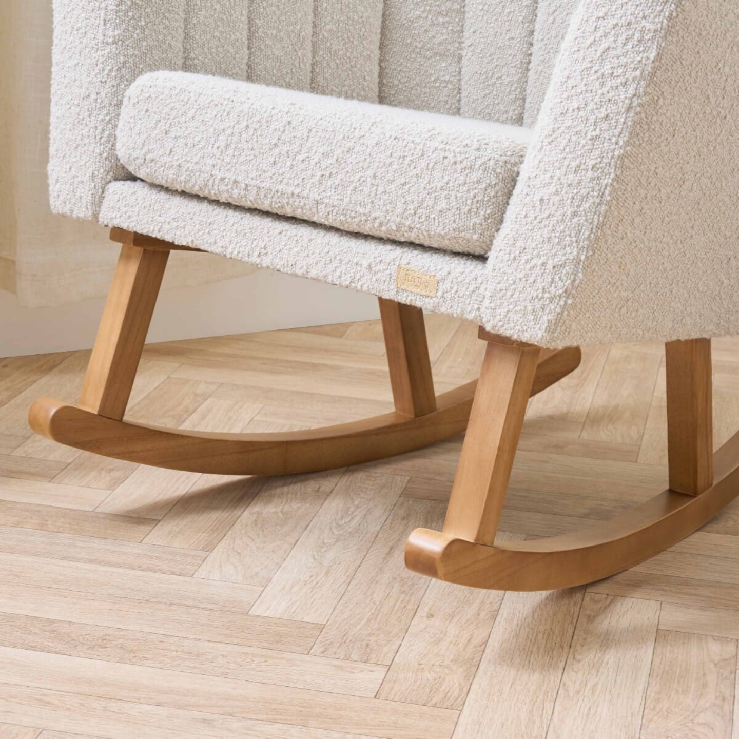 Jonah Rocking Chair & Foot Stool in Mushroom Boucle