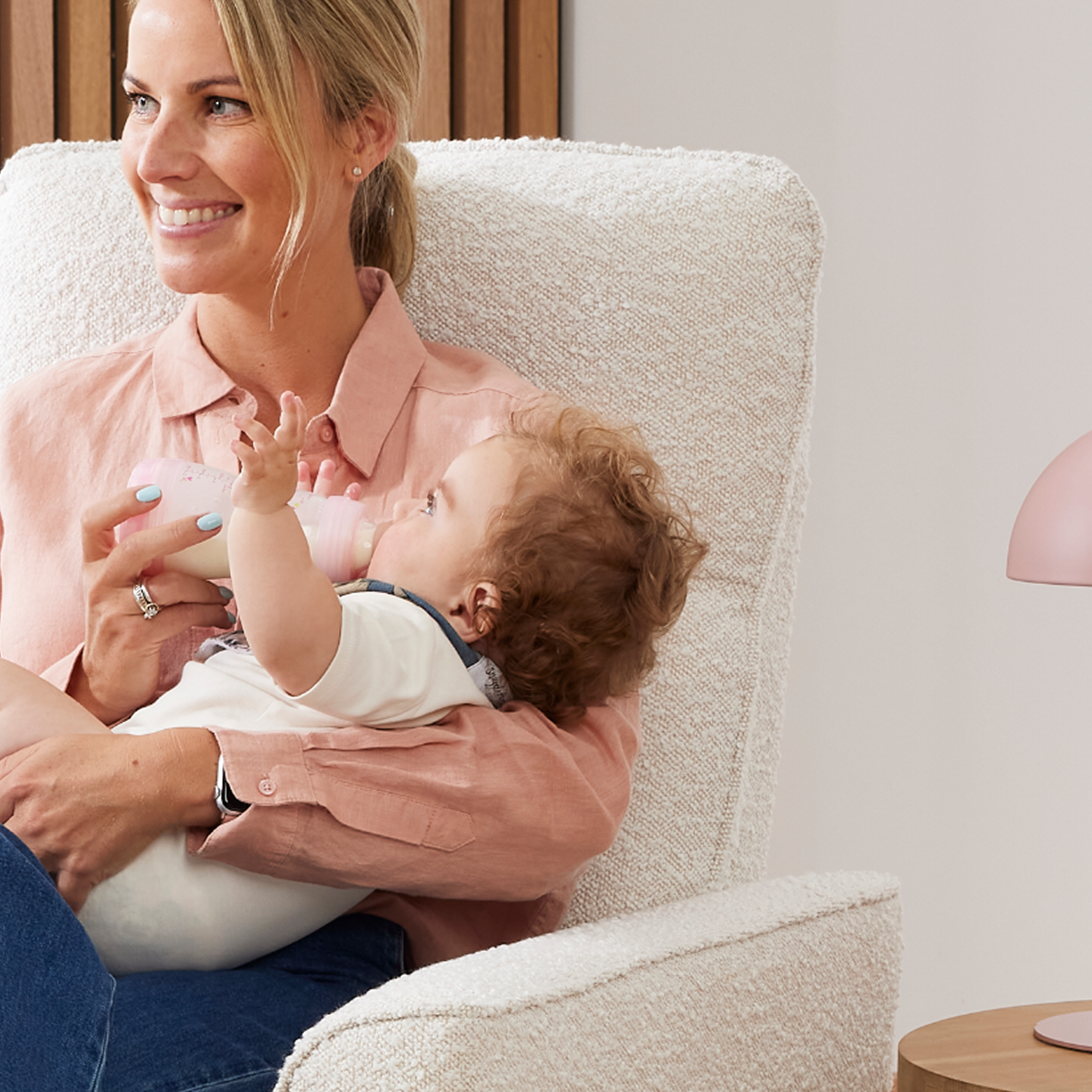 Felix Electric Recliner Glider Chair with USB in Vanilla Bouclé