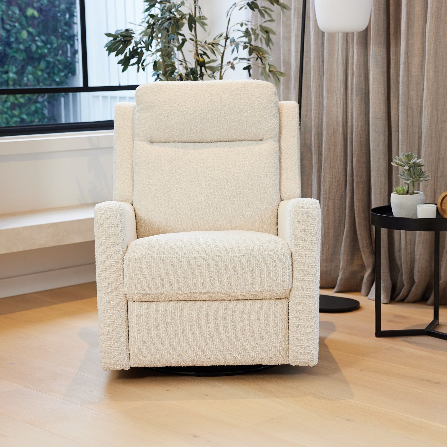 Henry Electric Recliner Glider Chair with USB in Vanilla Bouclé