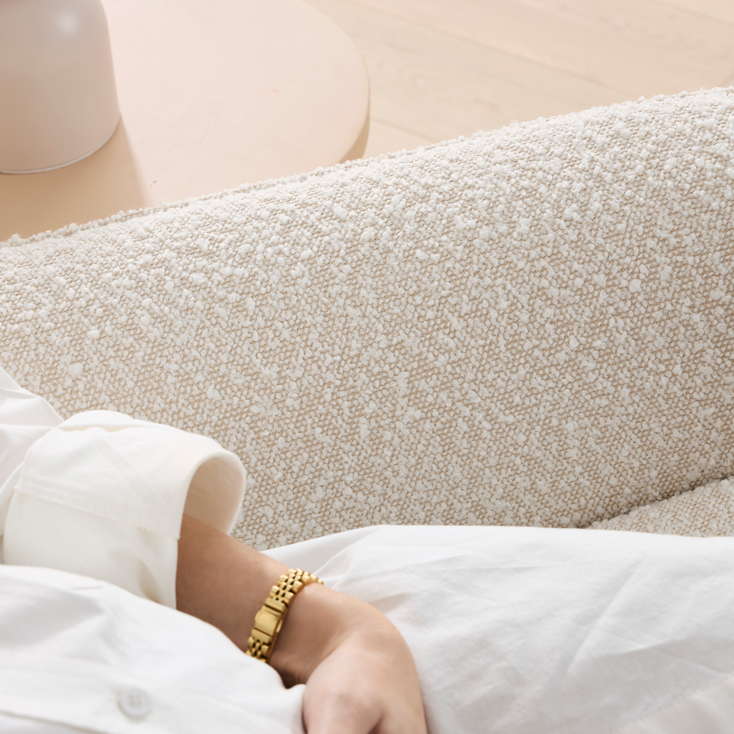 Louie Recliner Glider Nursery Chair in Vanilla Bouclé