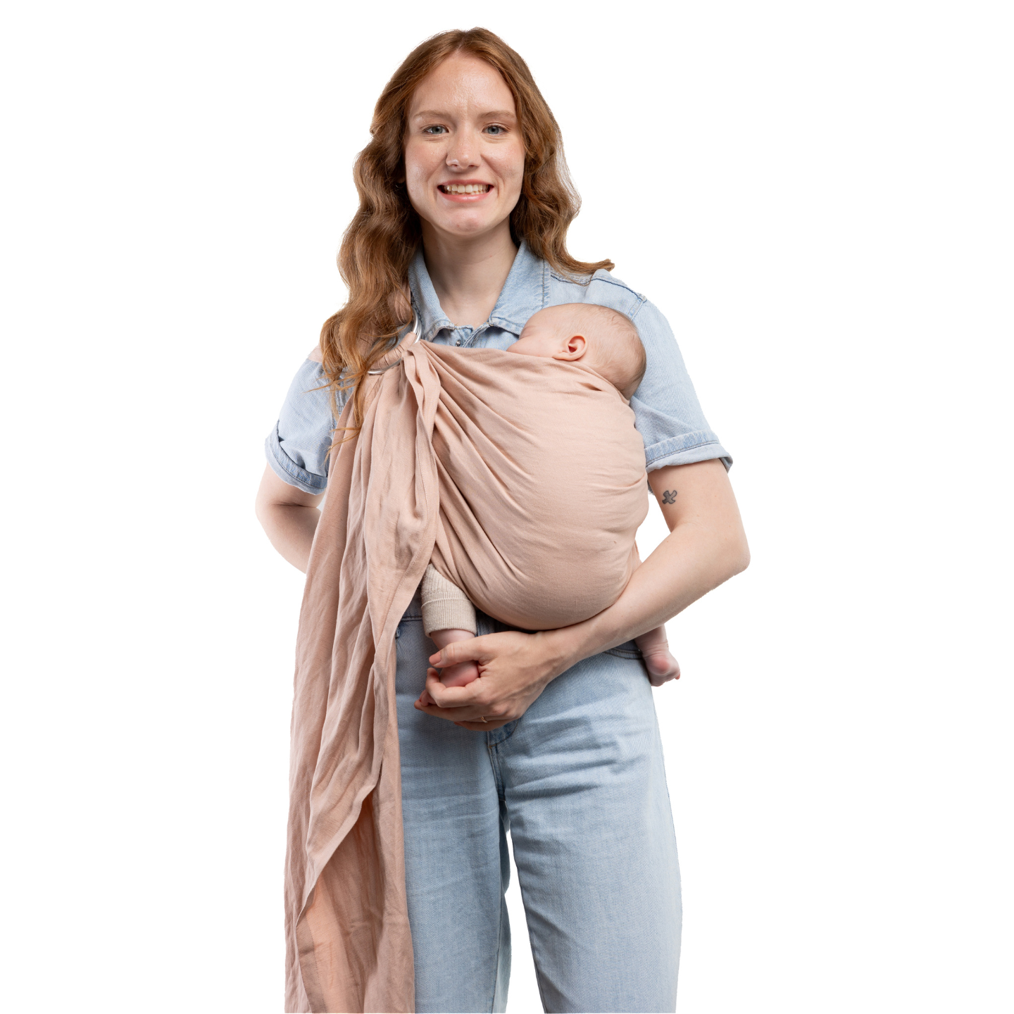 Boba Ring Sling Linen Carrier in Peony