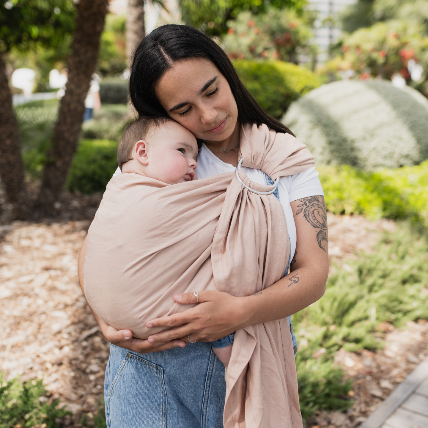 Boba Ring Sling Linen Carrier in Peony