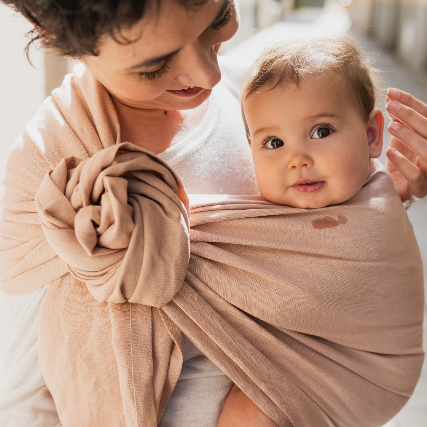 Boba Ring Sling Linen Carrier in Peony