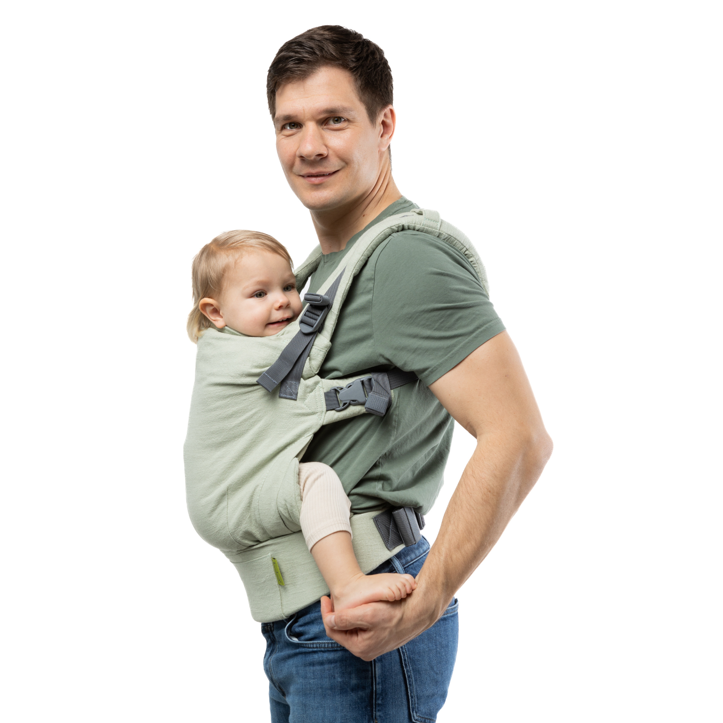 Boba X Adjustable Linen Carrier in Willow Green
