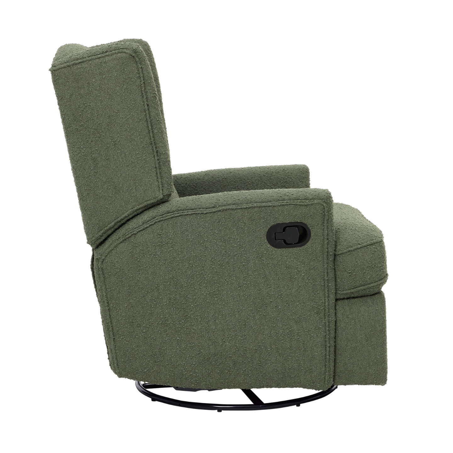 Chelsea Recliner Glider Chair in Olive Bouclé