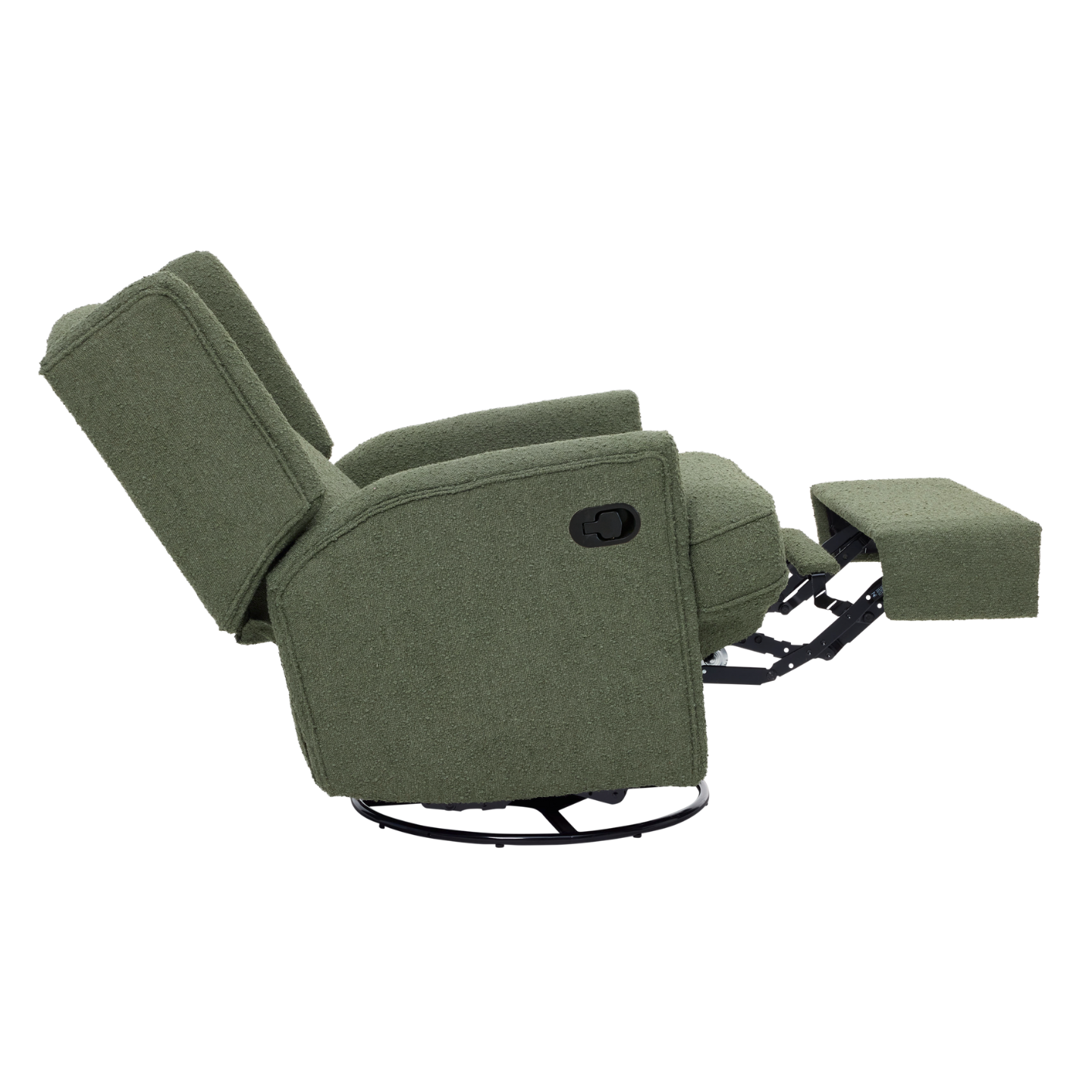 Chelsea Recliner Glider Chair in Olive Bouclé