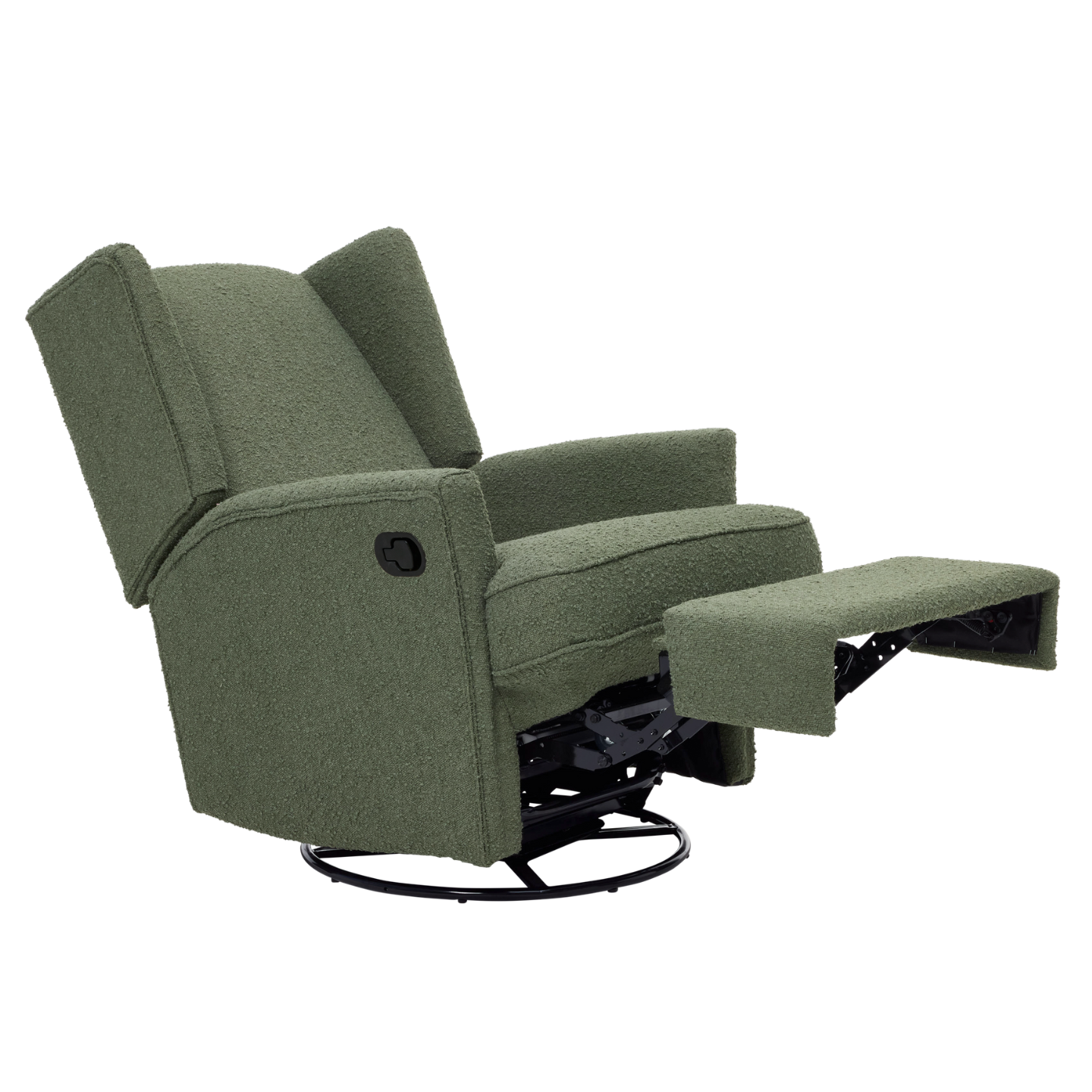 Chelsea Recliner Glider Chair in Olive Bouclé