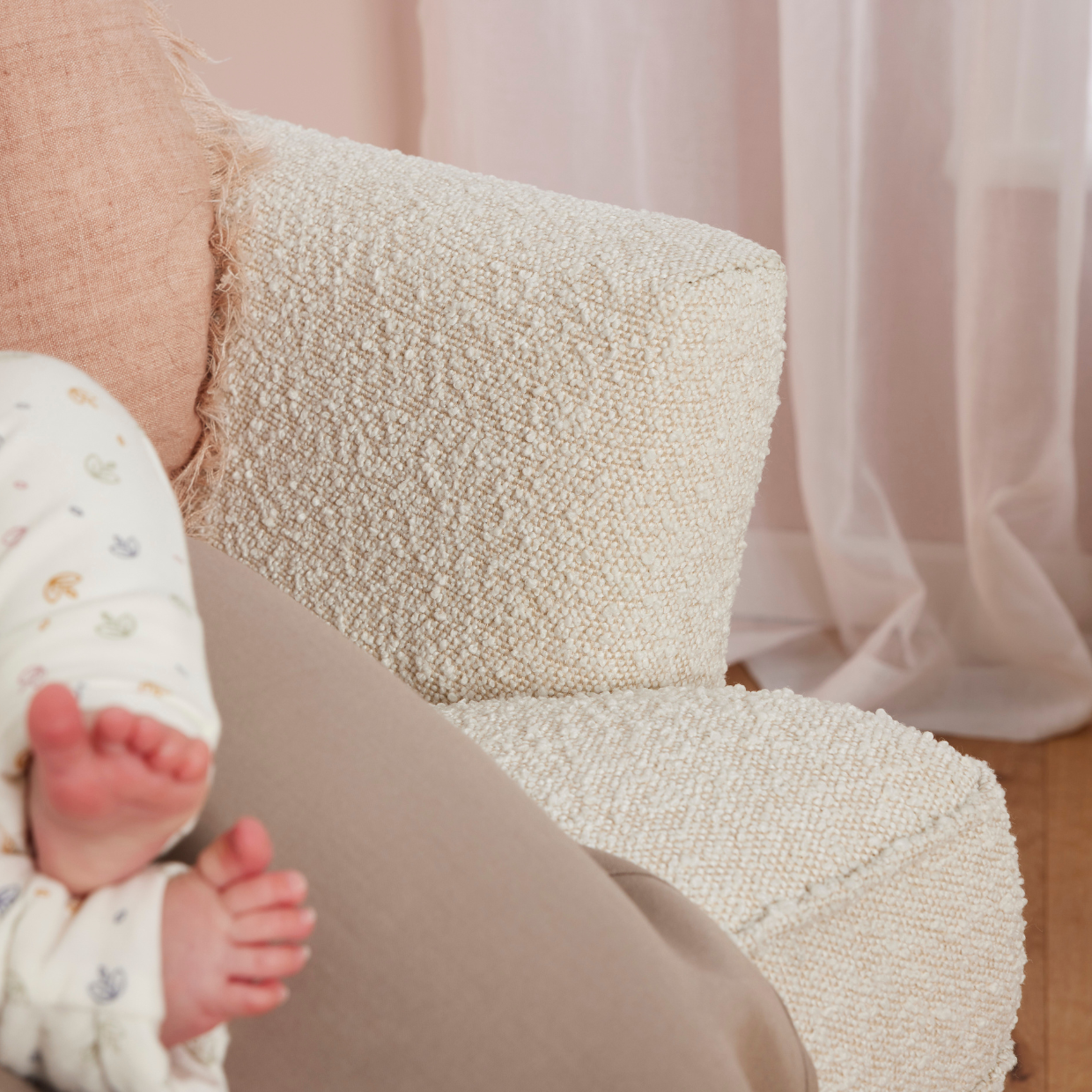 Chelsea Electric Recliner Glider Chair with USB in Vanilla Bouclé