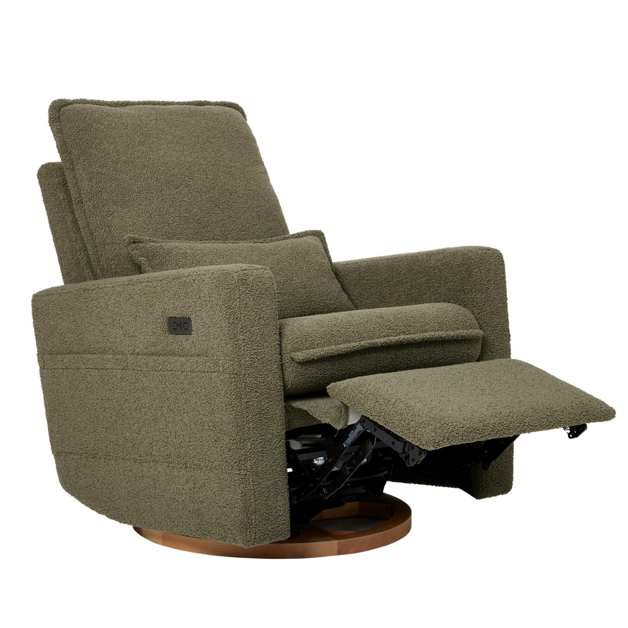 Frankie Electric Recliner Glider Nursery Chair in Olive Teddy