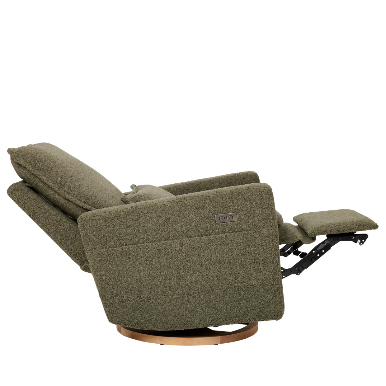 Frankie Electric Recliner Glider Nursery Chair in Olive Teddy