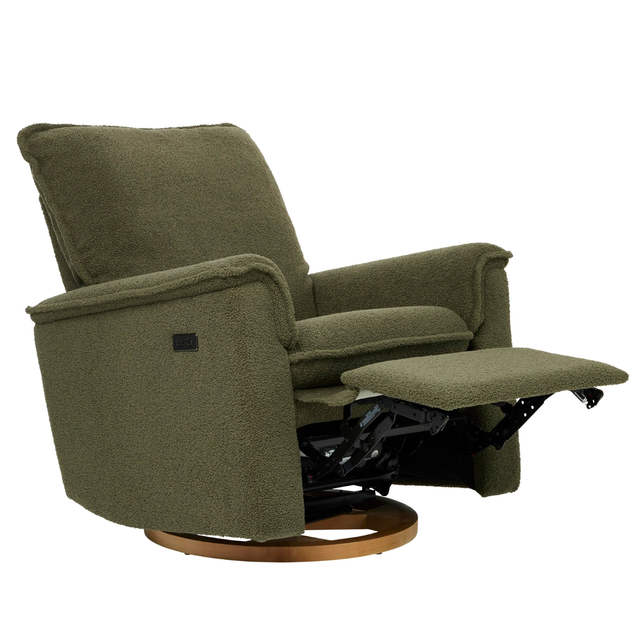 Louie Electric Recliner Glider Nursery Chair in Olive Teddy