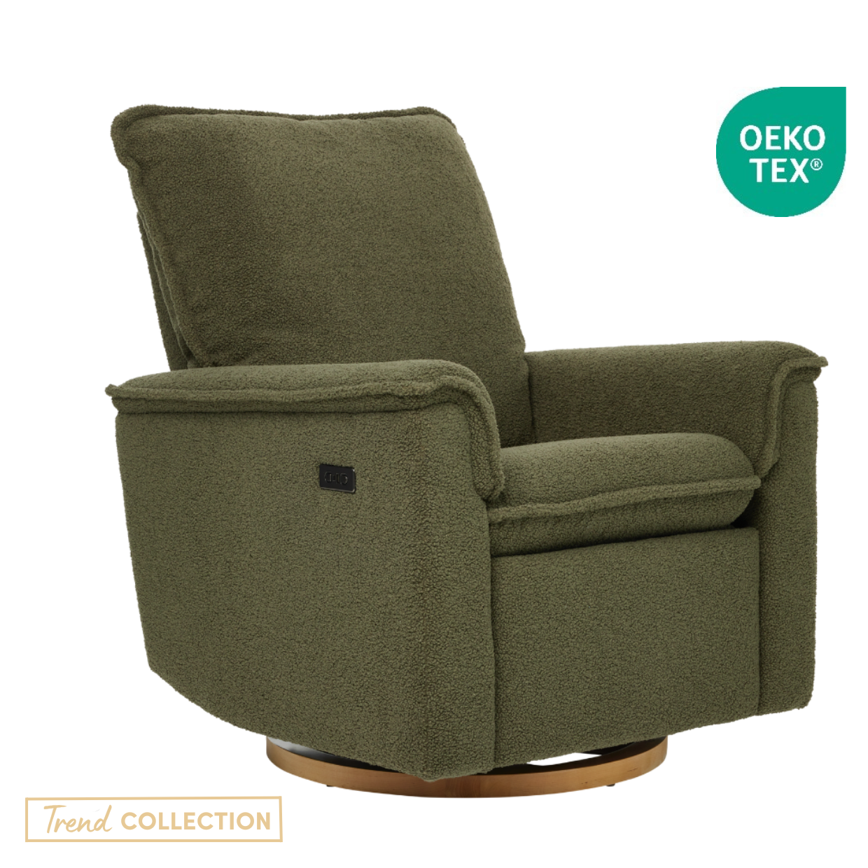 Louie Electric Recliner Glider Nursery Chair in Olive Teddy