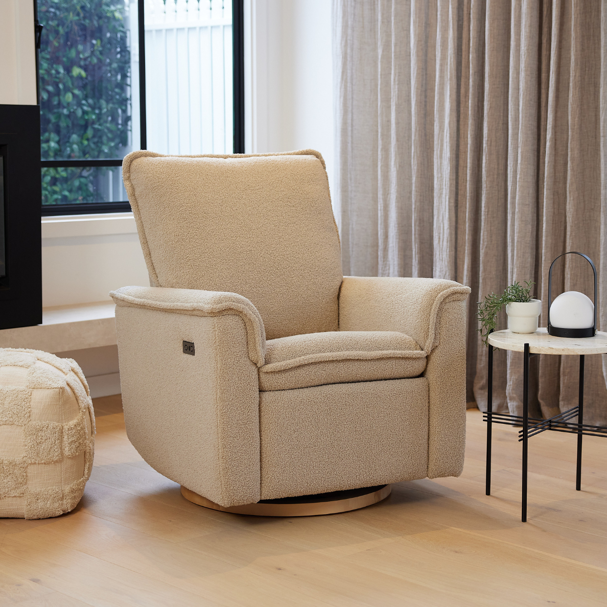 Louie Electric Recliner Glider Nursery Chair in Taupe Teddy