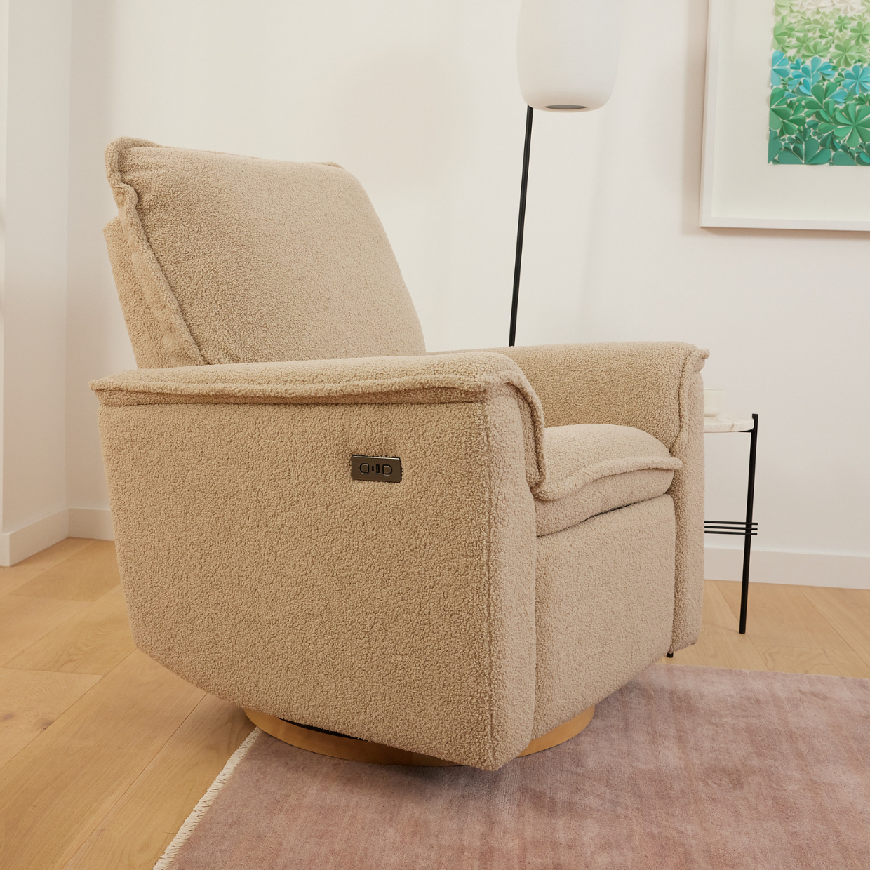 Louie Electric Recliner Glider Nursery Chair in Taupe Teddy