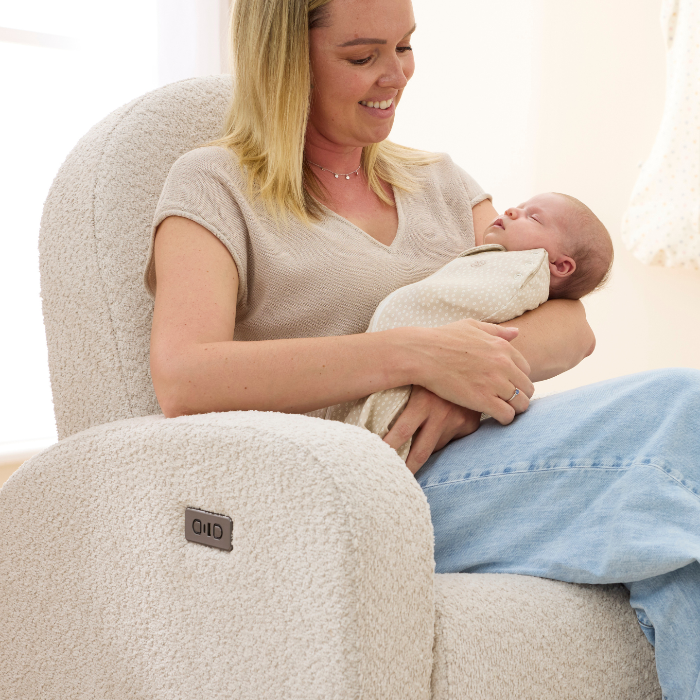 Maya Electric Recliner Glider Nursery Chair in Warm Beige