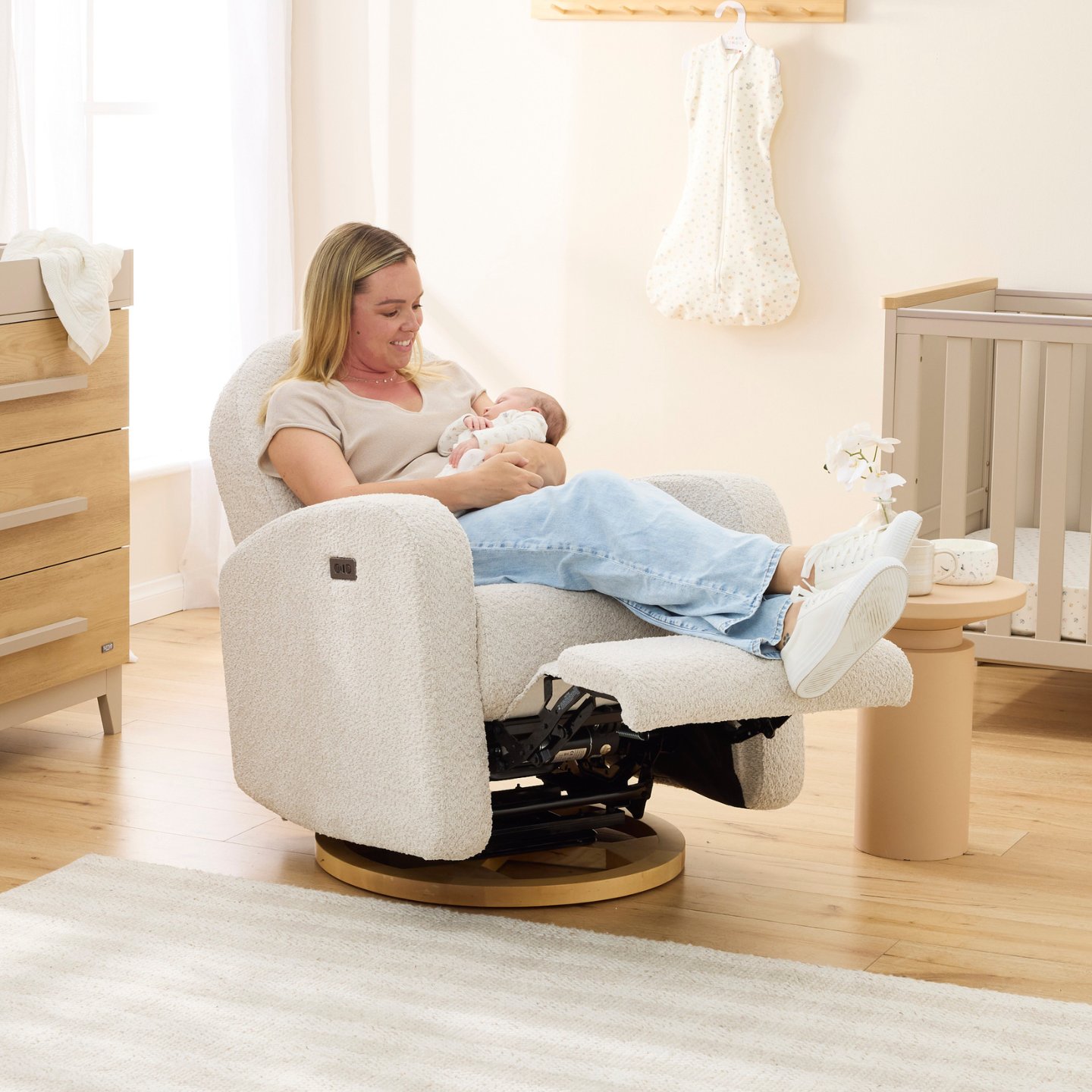 Maya Electric Recliner Glider Nursery Chair in Warm Beige