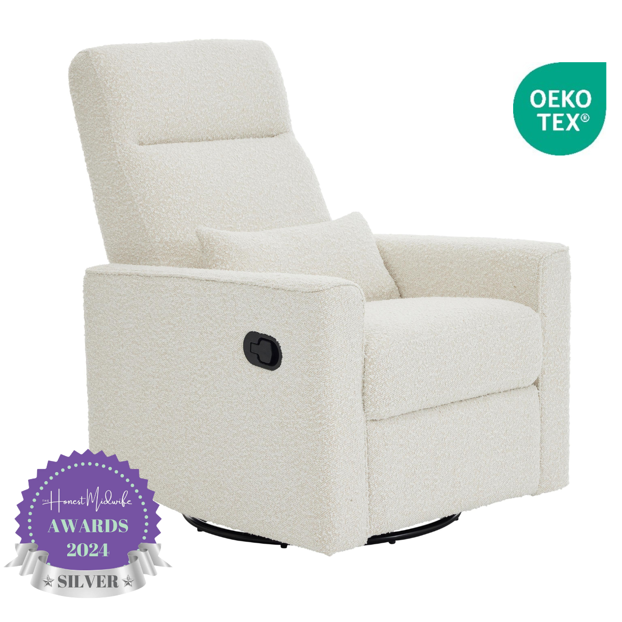 Paige Recliner Glider Chair in Vanilla Bouclé