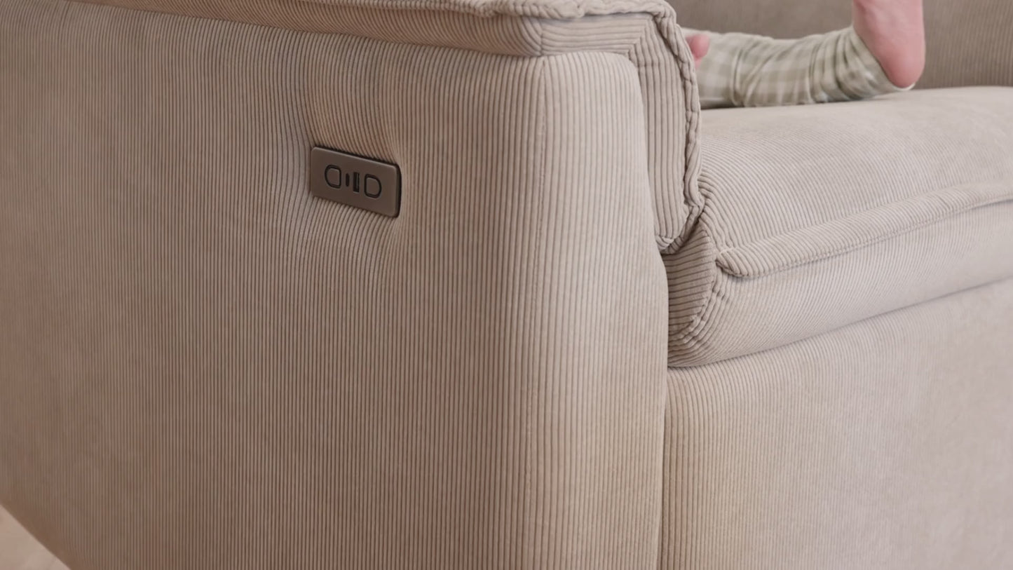 Louie Electric Recliner Glider Nursery Chair in Taupe Corduroy