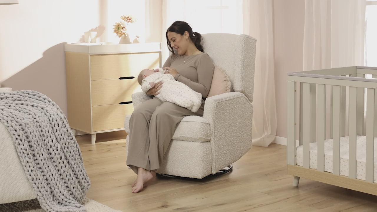 Chelsea Recliner Glider Chair in Vanilla Bouclé