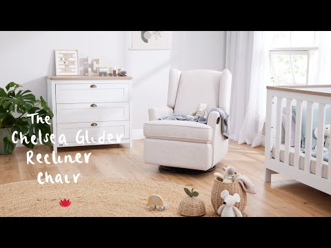 Chelsea Recliner Glider Chair in Vanilla Bouclé