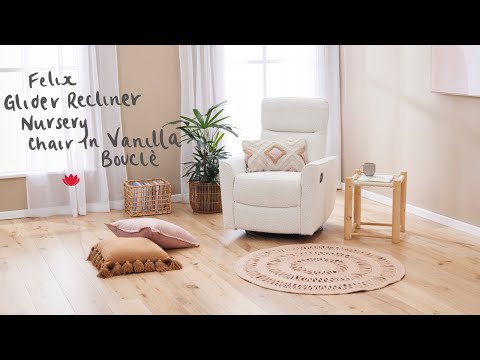 Felix Recliner Glider Nursery Chair in Vanilla Bouclé
