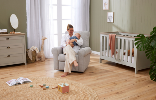 Grey nursery furniture for neutral styling without compromising comfort