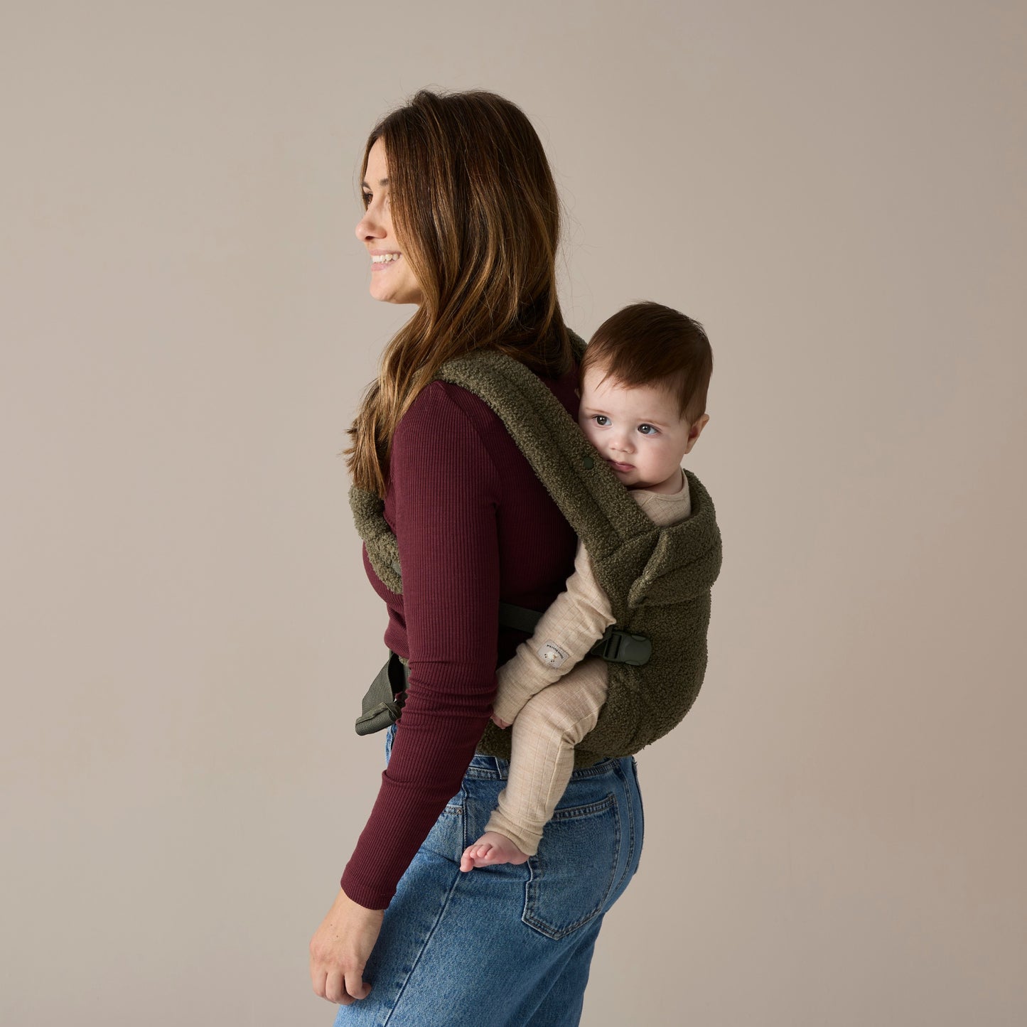 Boba Auri Baby Carrier in Olive Teddy Fleece