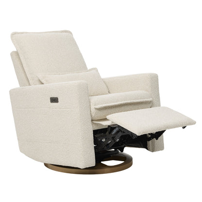 Frankie Electric Recliner Glider Nursery Chair in Light Beige Soft Tweed