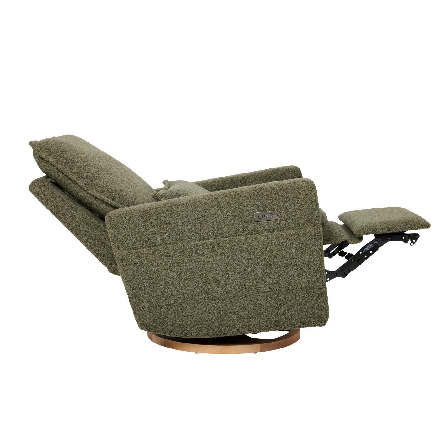 Frankie Electric Recliner Glider Nursery Chair in Olive Teddy