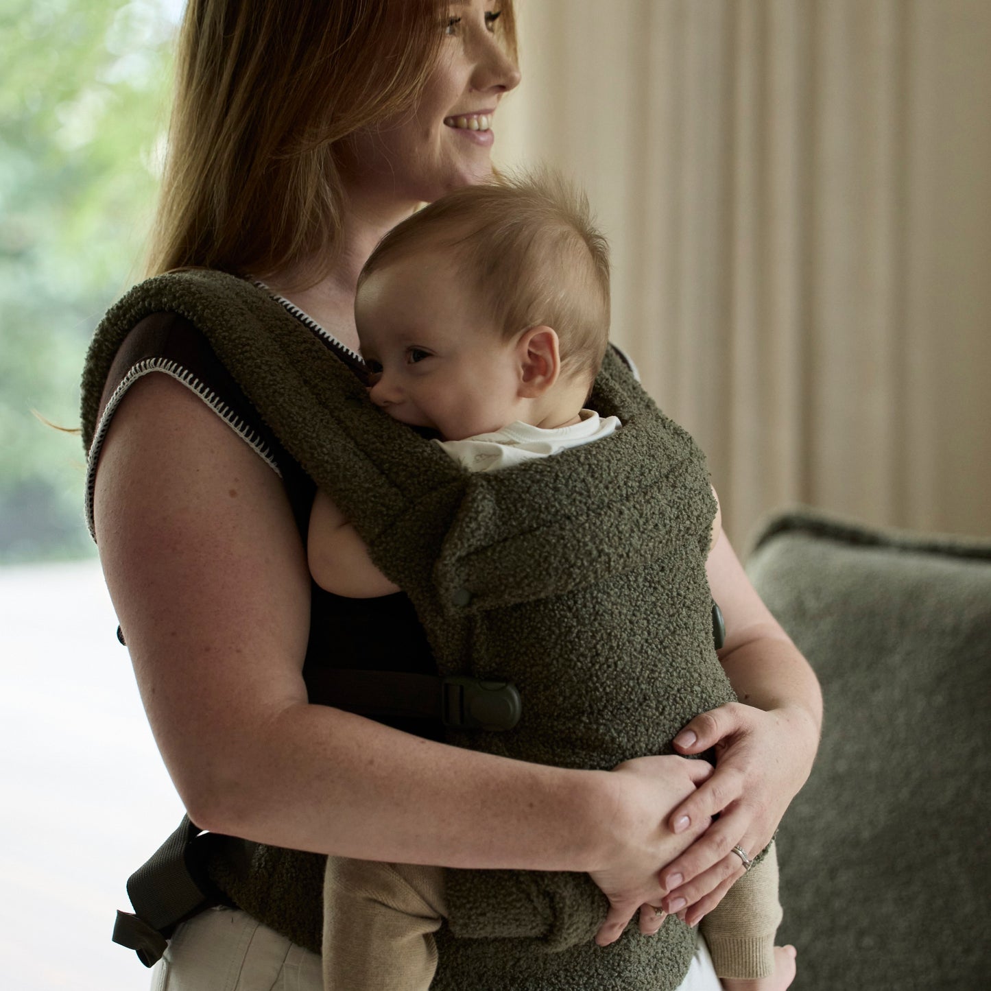 Boba Auri Baby Carrier in Olive Teddy Fleece