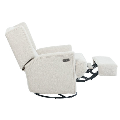 Chelsea Electric Recliner Glider Chair with USB in Vanilla Bouclé