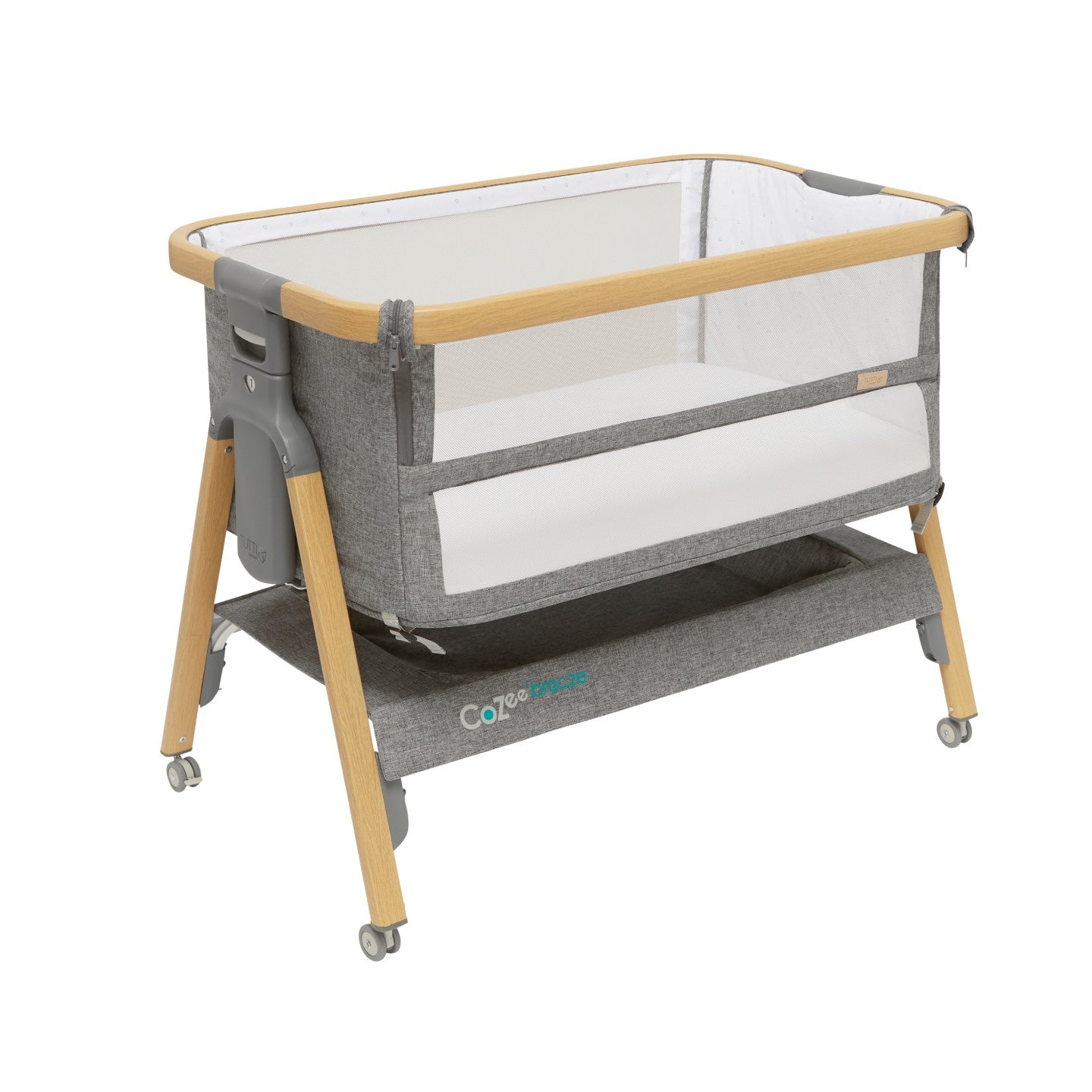 CoZee Breeze Plus Co-sleeping Bassinet with Rocking Legs in Oak Charcoal