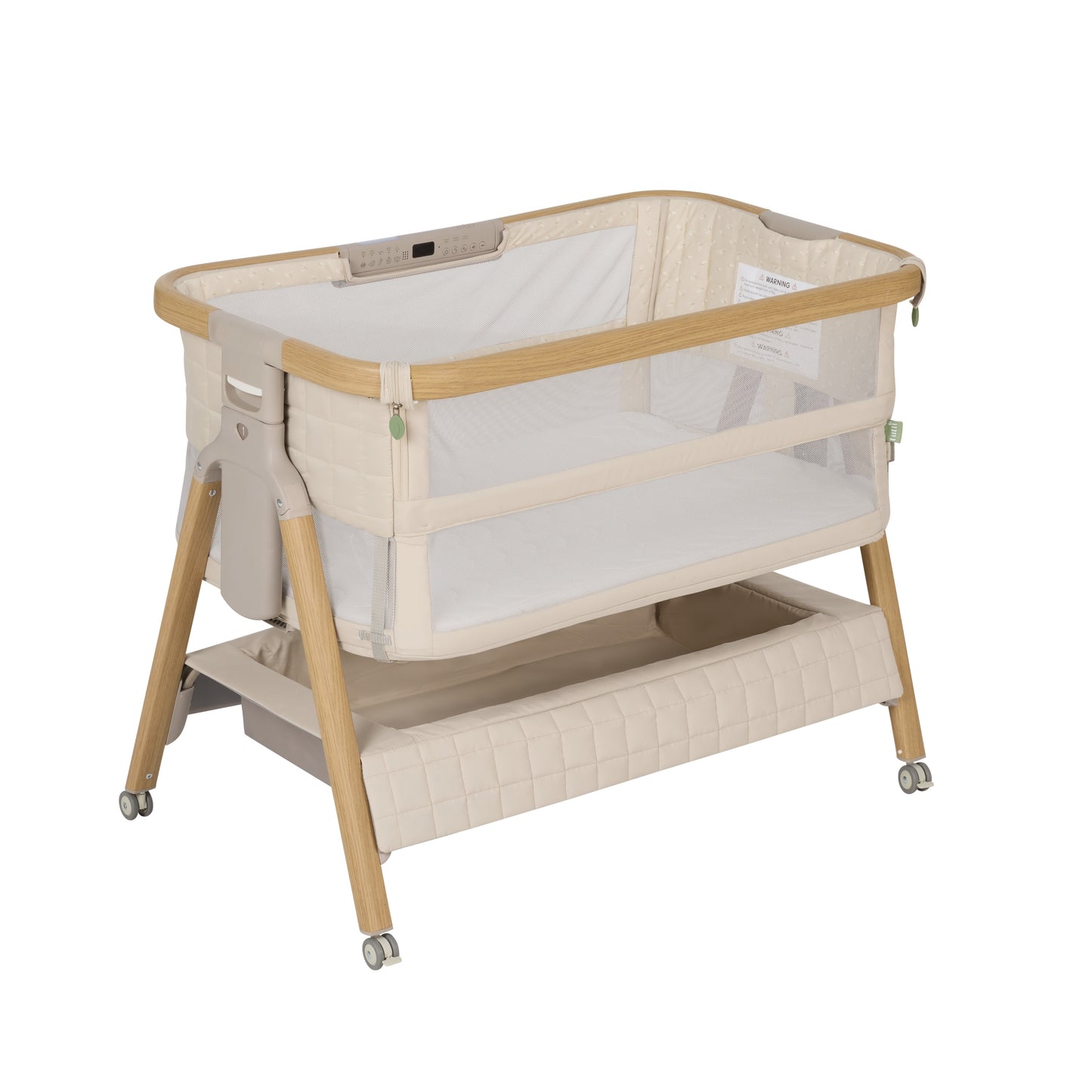 CoZee Breeze Sense Co-Sleeping Bassinet with Rocking Legs in Toasted Oak & Sand