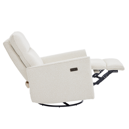 Felix Electric Recliner Glider Chair with USB in Vanilla Bouclé