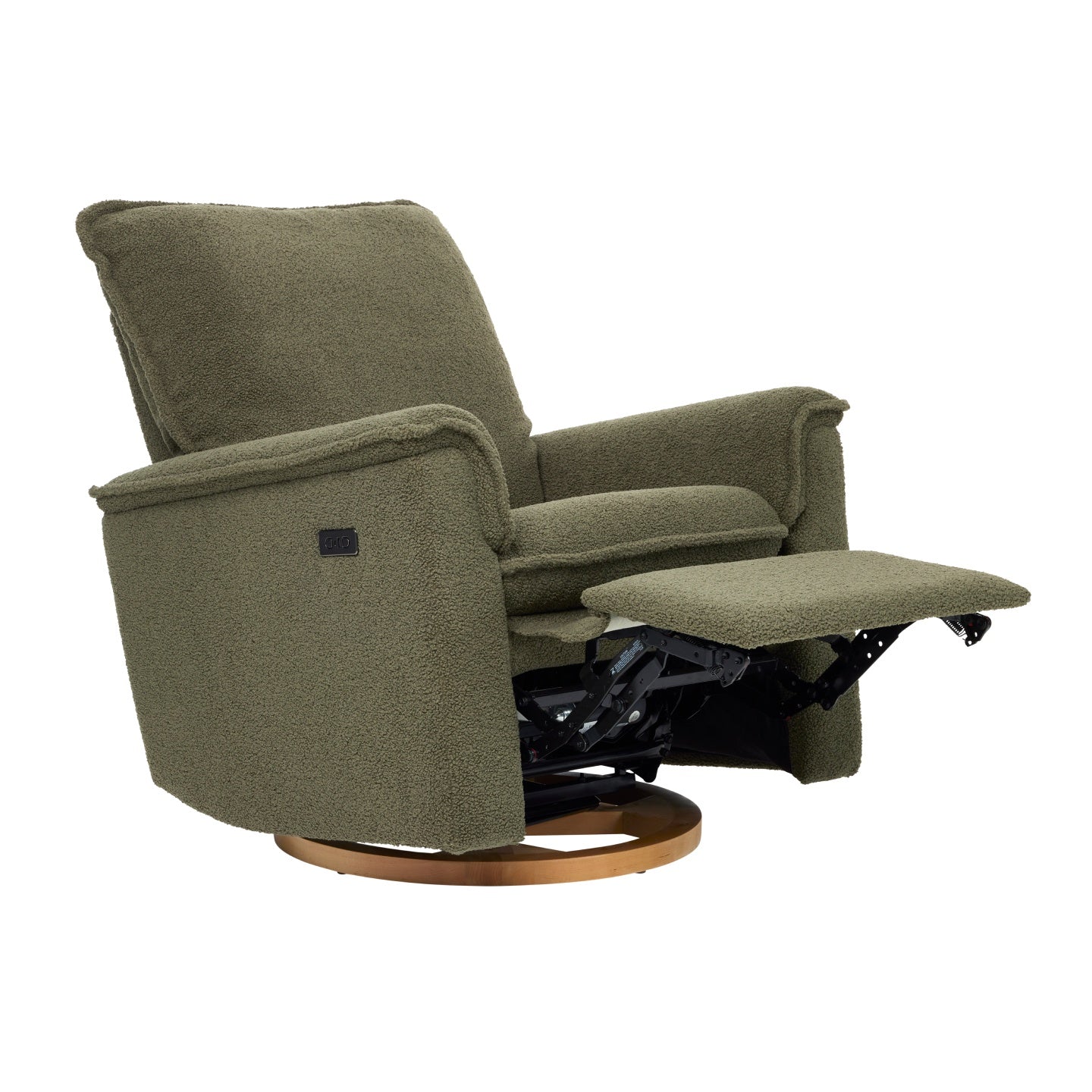 Louie Electric Recliner Glider Nursery Chair in Olive Teddy