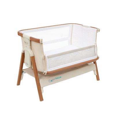 CoZee Breeze Plus Co-Sleeping Bassinet with Rocking Legs in Scandi Walnut and Ecru