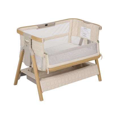 CoZee Breeze Sense Co-Sleeping Bassinet with Rocking Legs in Toasted Oak & Sand