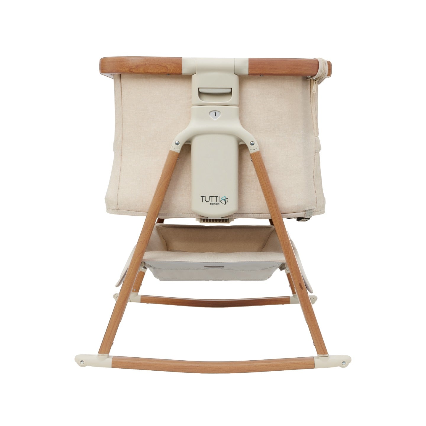 CoZee Breeze Plus Co-Sleeping Bassinet with Rocking Legs in Scandi Walnut and Ecru