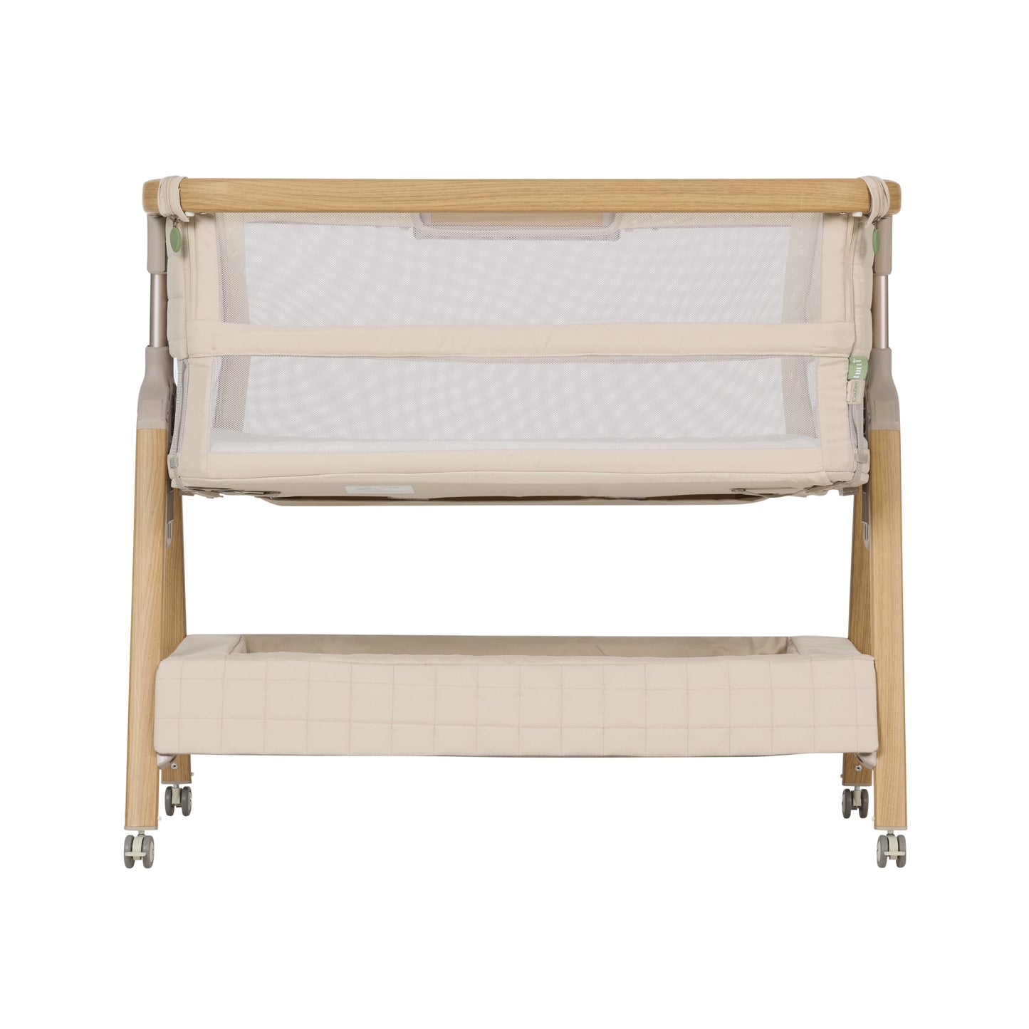 CoZee Breeze Sense Co-Sleeping Bassinet with Rocking Legs in Toasted Oak & Sand