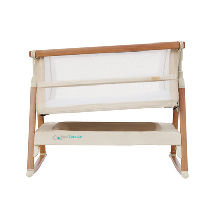 CoZee Breeze Plus Co-Sleeping Bassinet with Rocking Legs in Scandi Walnut and Ecru