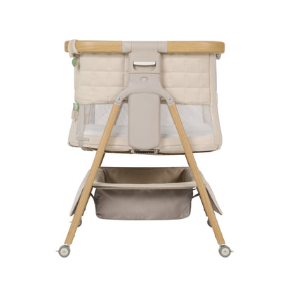 CoZee Breeze Sense Co-Sleeping Bassinet with Rocking Legs in Toasted Oak & Sand