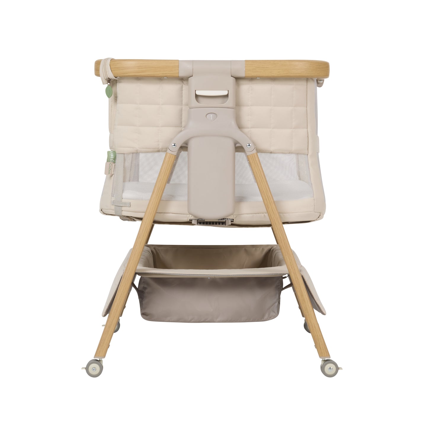 CoZee Breeze Sense Co-Sleeping Bassinet with Rocking Legs in Toasted Oak & Sand
