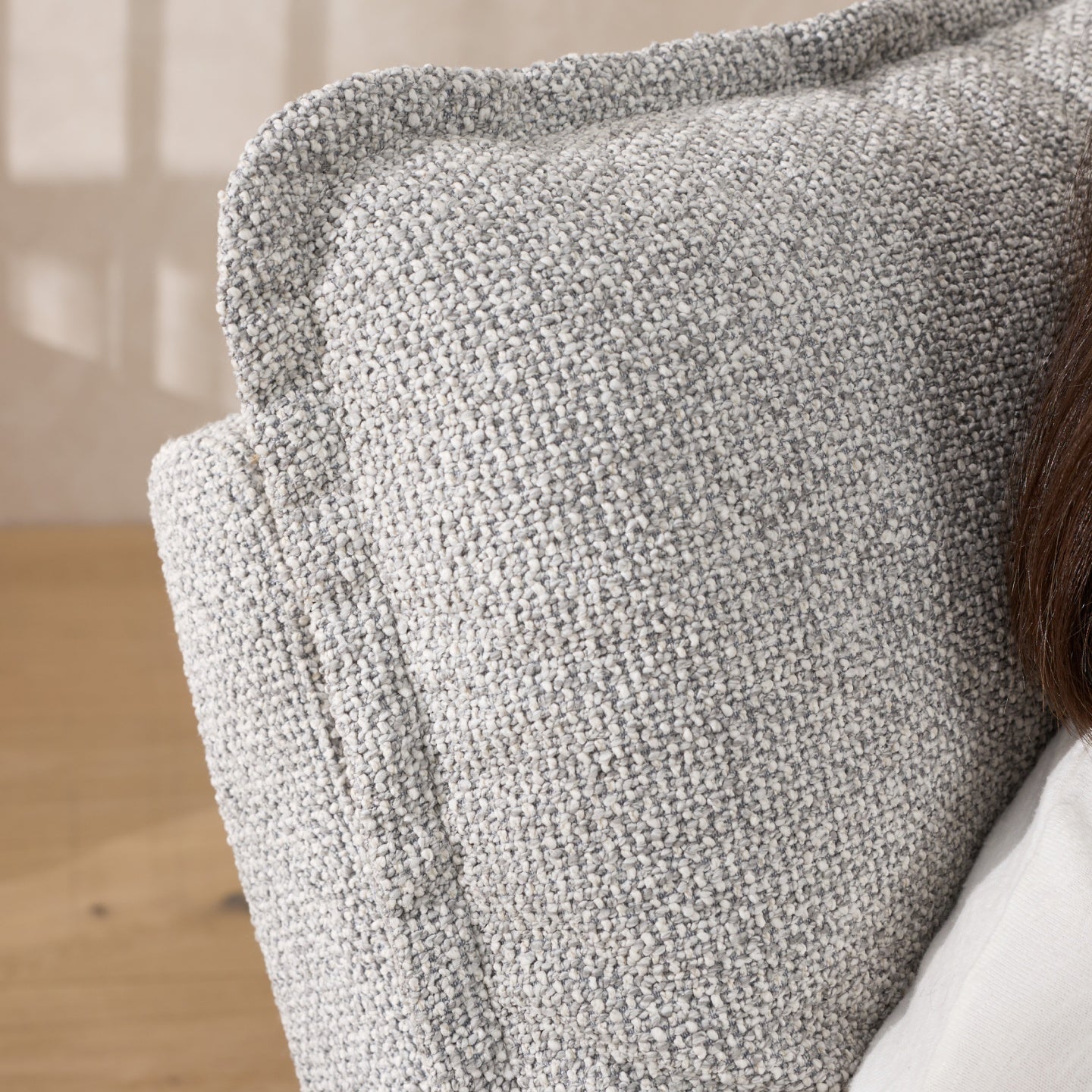 Frankie Electric Recliner Glider Nursery Chair in Grey Speckle Soft Tweed