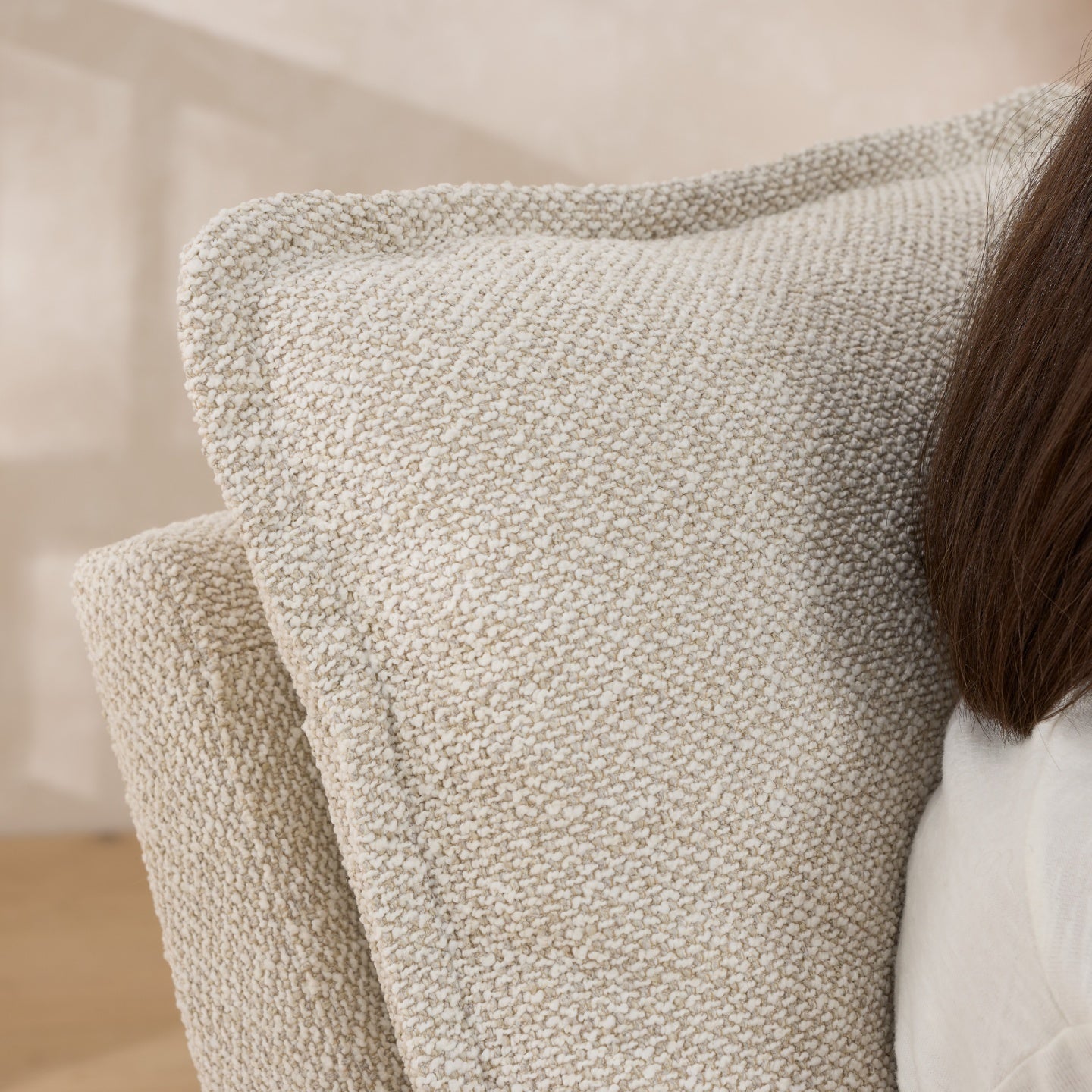 Frankie Electric Recliner Glider Nursery Chair in Light Beige Soft Tweed