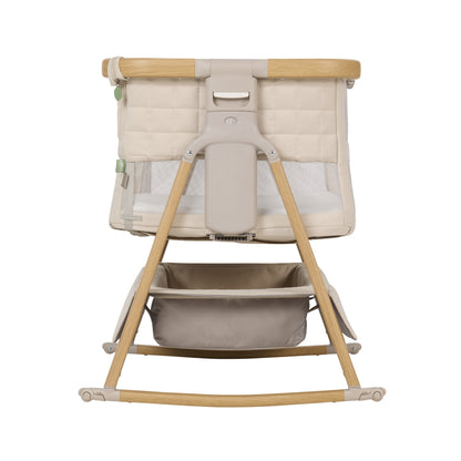 CoZee Breeze Sense Co-Sleeping Bassinet with Rocking Legs in Toasted Oak & Sand