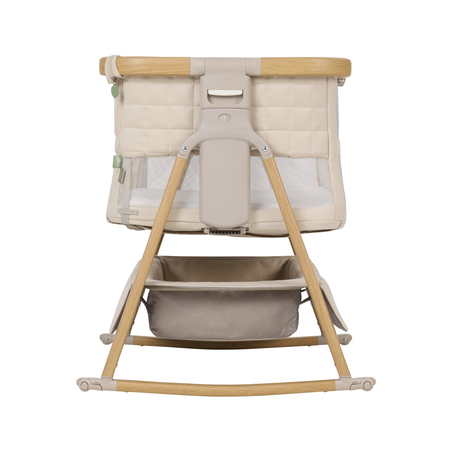CoZee Breeze Sense Co-Sleeping Bassinet with Rocking Legs in Toasted Oak & Sand