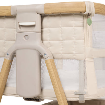 CoZee Breeze Sense Co-Sleeping Bassinet with Rocking Legs in Toasted Oak & Sand
