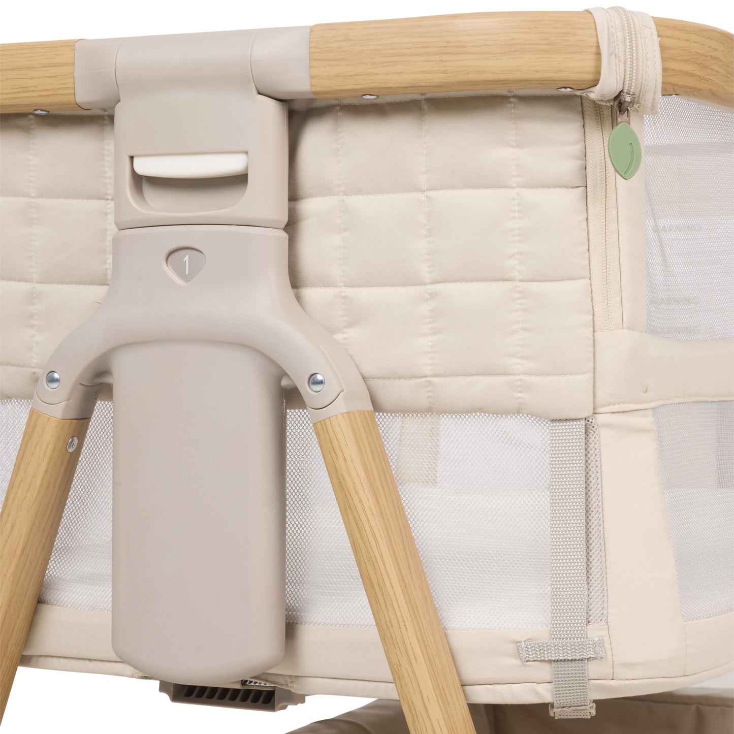 CoZee Breeze Sense Co-Sleeping Bassinet with Rocking Legs in Toasted Oak & Sand