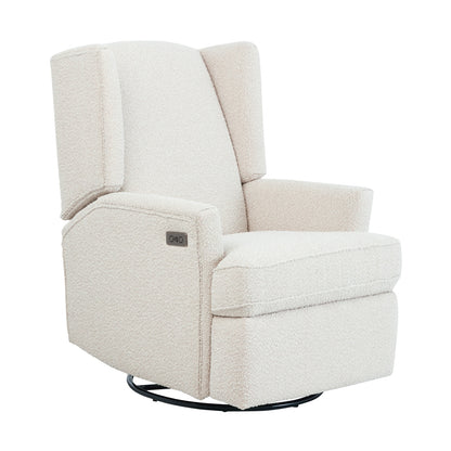 Chelsea Electric Recliner Glider Chair with USB in Vanilla Bouclé